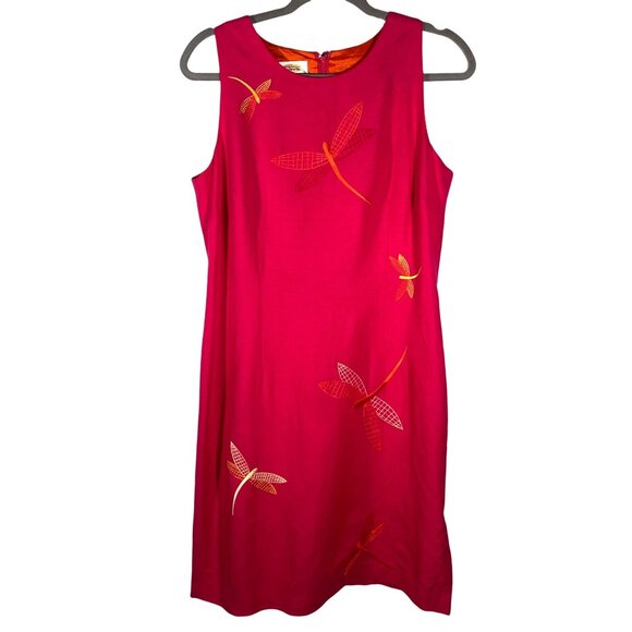 Talbots Petites Dragonfly Embroidered shift Dress Size 12 colorful lined vacatio - Picture 1 of 13
